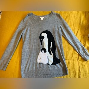 Adorable penguin and baby maternity sweater